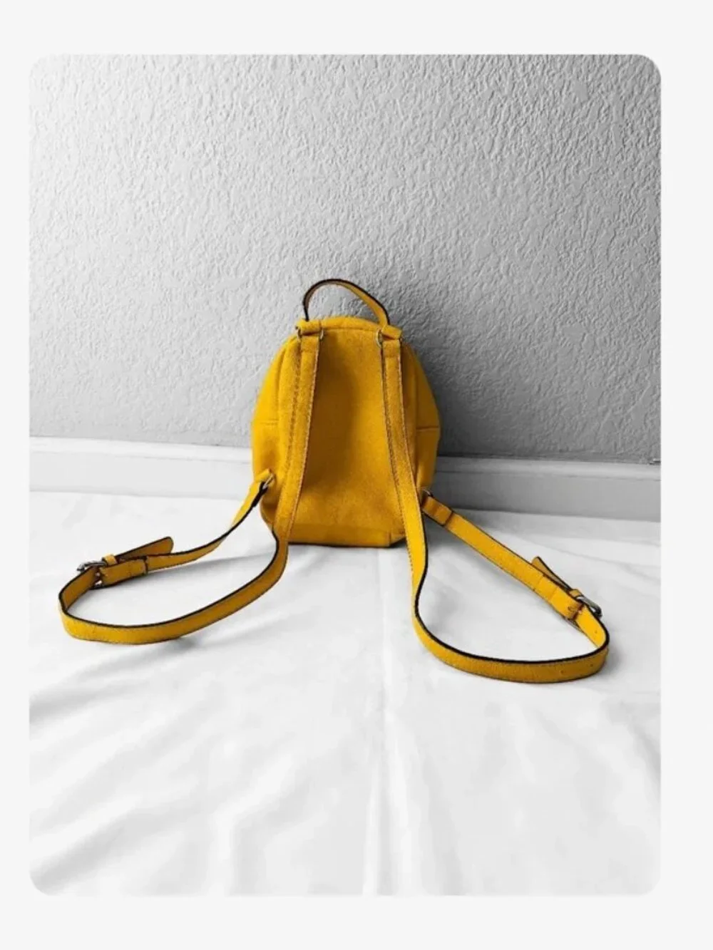 Betsey Johnson Yellow Quilted Mini Backpack with Dog Patch